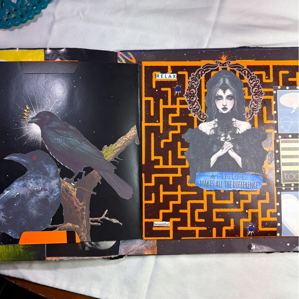 HANDCRAFTED JUNK JOURNAL Hardbound Dark Enchantment Goth Aesthetic Scrapbook